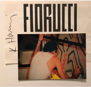 The "action painting" event by Keith Haring at Fiorucci's store in San Babila in 1983.
