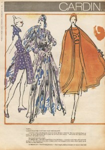 Drawings by Kenneth Paul Block in the February 16, 1971 issue of WWD.
