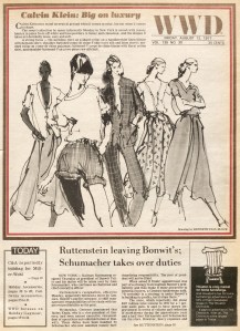 Drawings by Kenneth Paul Block in the August 12, 1977 issue of WWD.