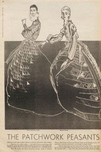 An illustration of Gloria Vanderbilt Cooper and Barbara Hutton by Kenneth Paul Block for the March 28, 1969 issue of WWD.
