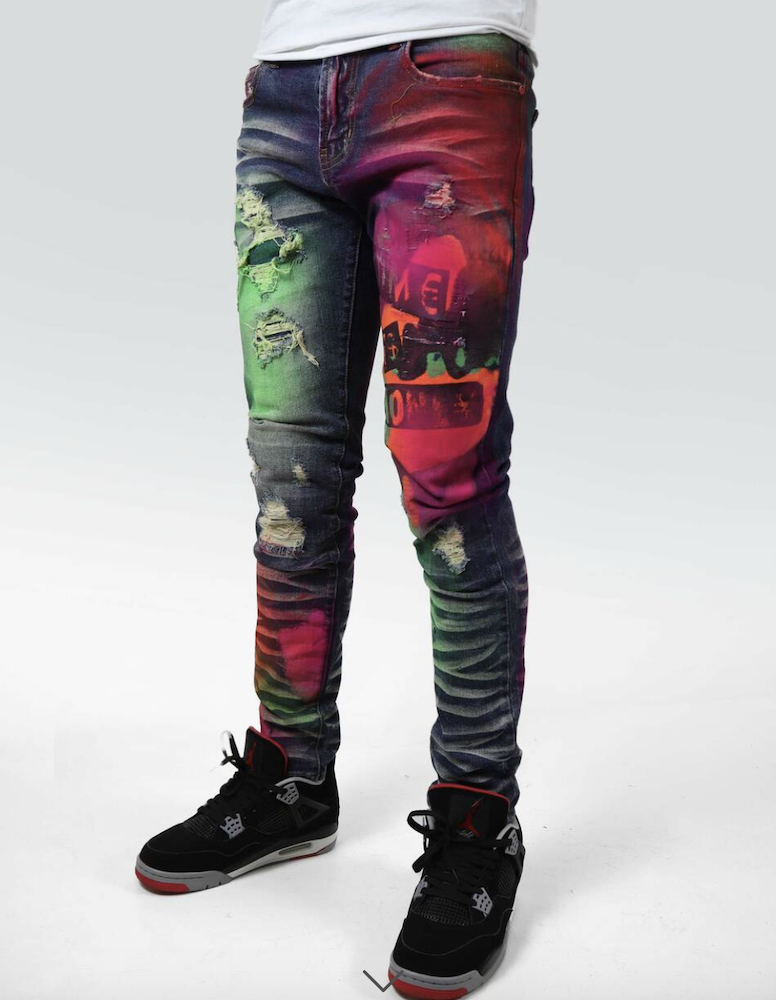 Rivet rounded up some of the top painted denim looks for men and women, featuring paint splattered jeans and denim jackets with artwork. 