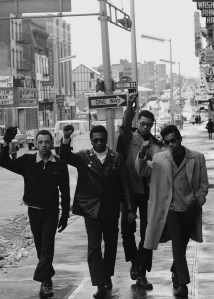 From left are Black Panther members, 2nd Lieutenant James Pelser, Capt. Jerry James, 1st Lieutenant Greg Criner and 1st Lieutenant Robert Reynolds, shown Feb. 20, 1969 in New Brunswick, NJ.