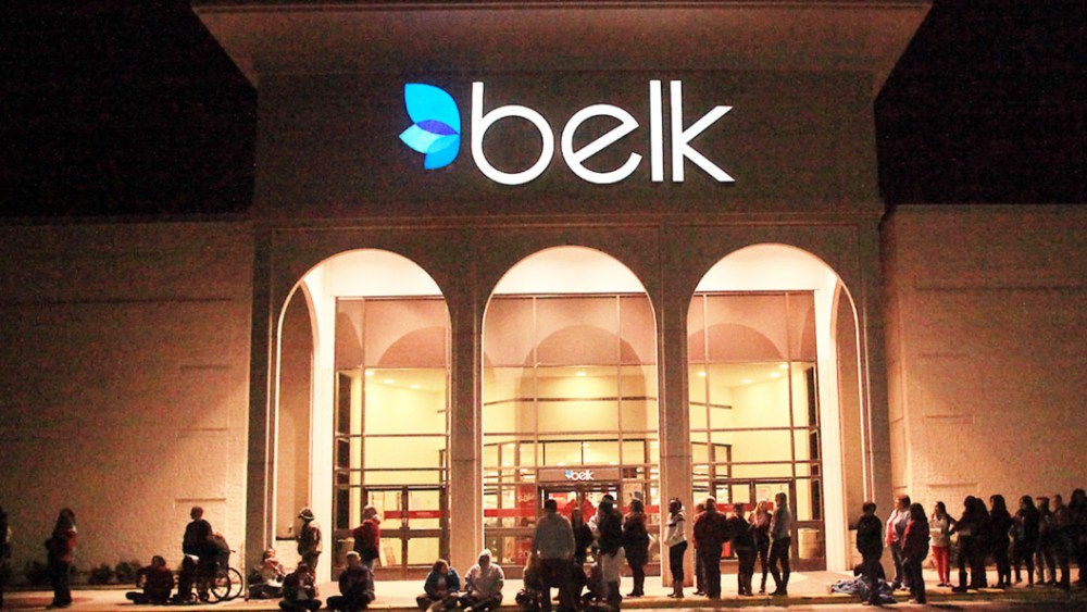 A logo sign outside of a Belk retail store location in Westminster, Maryland on March 26, 2020. (Photo by Kristoffer Tripplaar/Sipa USA)(Sipa via AP Images)