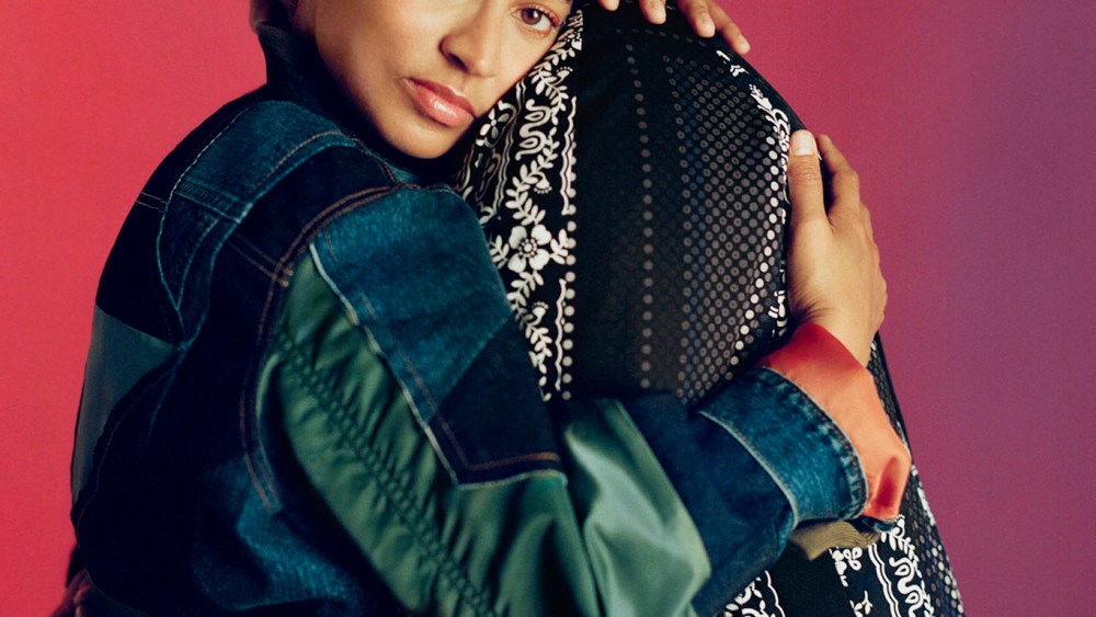 A look from the Sacai "Love Rules" campaign.