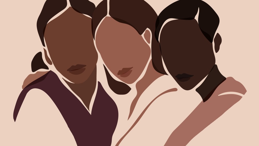 abstract drawing of three women