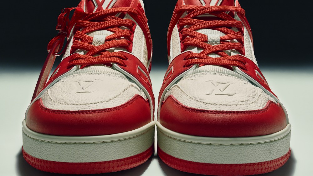 The prototype of the Louis Vuitton I (Red) Trainer to be auctioned at Sotheby's.