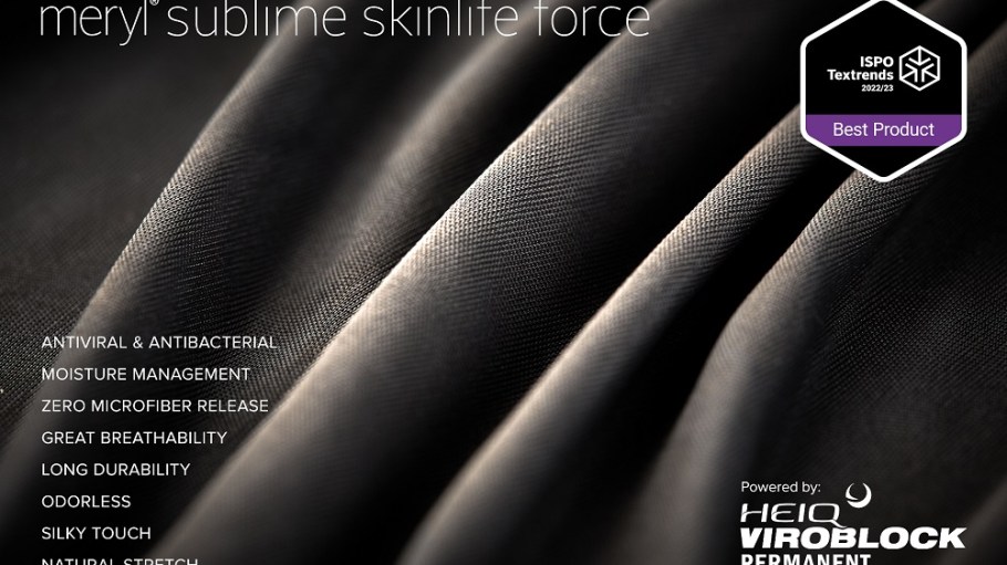 Swiss textile innovator HeiQ and Spanish premium fiber firm Nylstar bowed Meryl Skinlife Force fabric powered by HeiQ Viroblock Permanent.