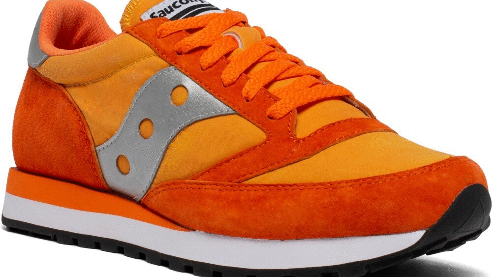 Saucony's Jass '81 UV, available in orange, blue and purple colorways, can shift color when exposed to heat or light