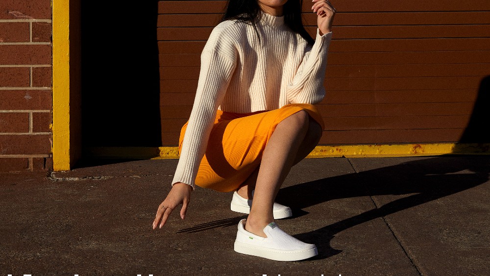 Cariuma's Ibi Slip-On features a bamboo-knit upper and sugarcane EVA outsole