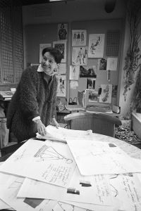 Designer Bonnie Cashin photographed in her New York design studio.