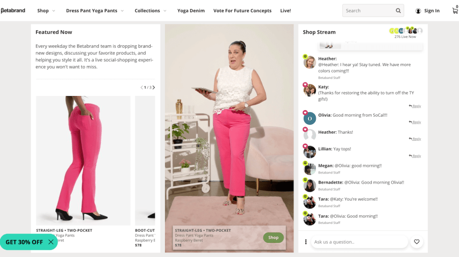 Women's fashion retailer Betabrand and eyewear brand Moscot are creating compelling e-commerce experiences through livestreaming and AR.