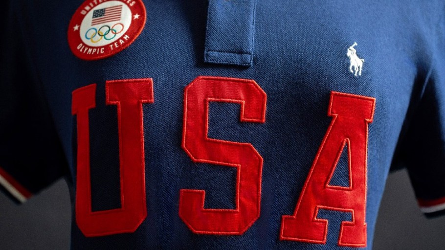 Ralph Lauren's Team USA Closing Ceremony Parade Uniforms and apparel collection includes cotton polos made using the brand's less energy-intensive Color on Demand platform