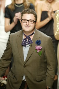 Designer Alber Elbaz walks down the runway at the Spring 2004 Lanvin show in Paris.