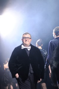 Fashion designer Alber Elbaz on the runway after his Lanvin fall 2008 show at the Espace Eiffel in Paris.