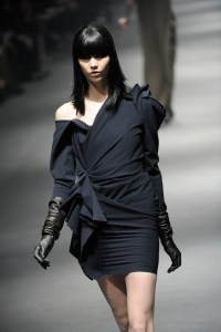 A model on the runway at Lanvin's fall 2010 show. Designed by Alber Elbaz.