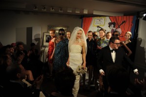 The designer Alber Elbaz presents looks from the Summer 2009 Lanvin collection at his store in London.
