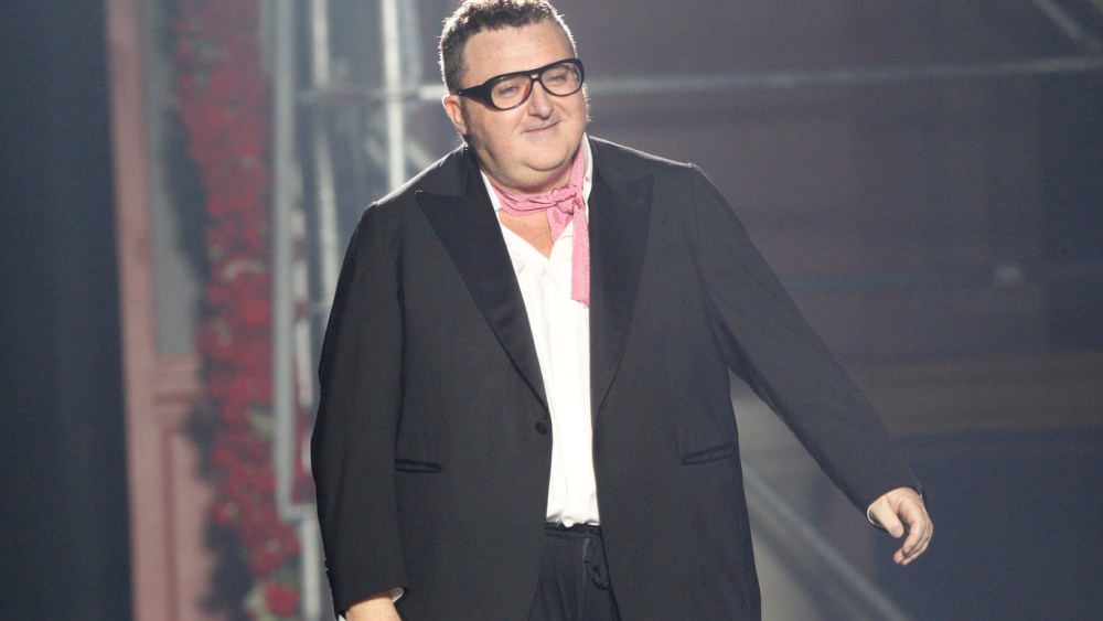 Alber Elbaz on the runway after Lanvin's spring 2013 show at Les Beaux-Arts de Paris.