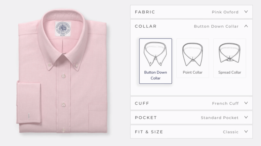 Using tech from product visualization platform Threekit, J. Press implemented dress shirt customization capabilities within its website.