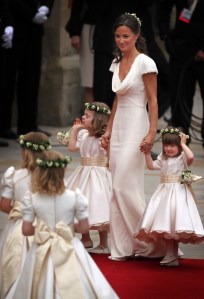 Pippa Middleton arrives with the brides maids and page boys for her sister Kate Middleton and Prince William's wedding on Friday April 29, 2011. (AP Photo/Paul Rogers, Pool)