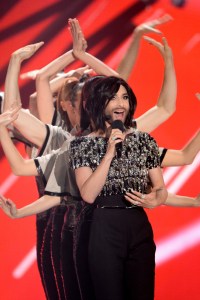 Conchita Wurst performs during the opening of the Grand Final of the 60th Eurovision Song Contest 2015 in Vienna, Austria, 23 May 2015.