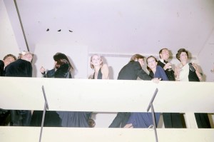 Models Chris Royer, Nancy North and guests attend Liza Minelli and Jack Haley's wedding anniversary party at Roy Halston's New York home on September 15, 1975.