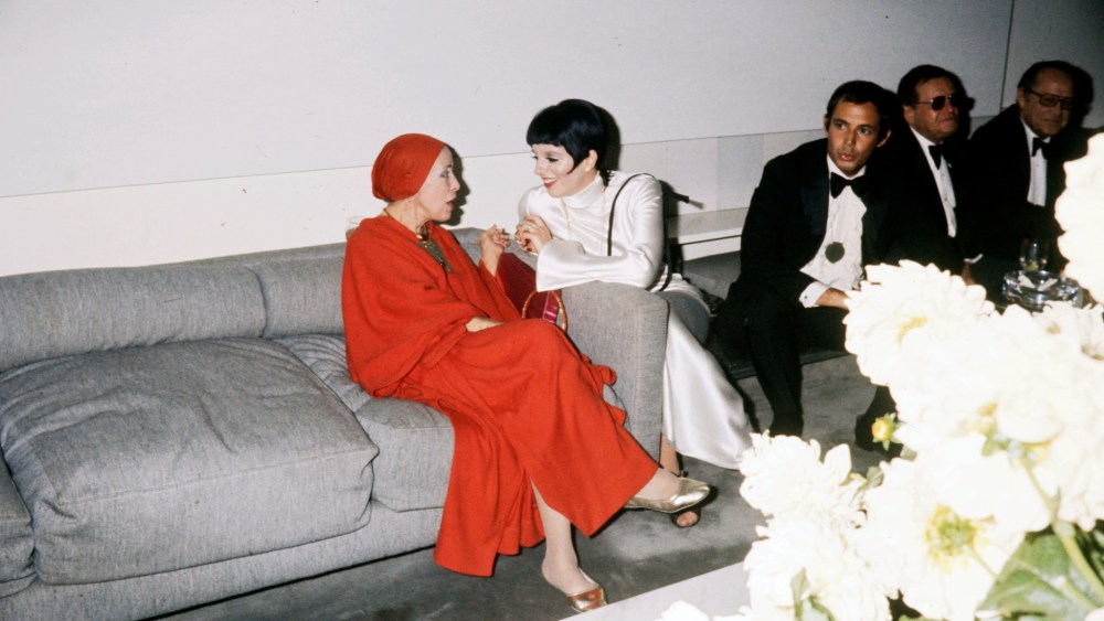 Martha Graham and Liza Minelli attend her wedding anniversary party at Roy Halston's New York home on September 15, 1975.