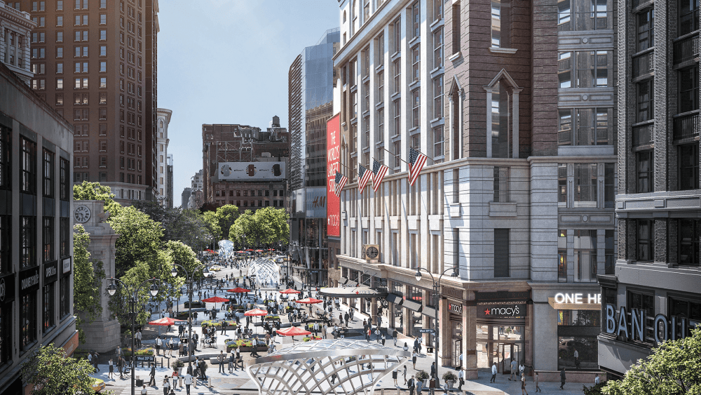 Macy's vision for making Herald Square more pedestrian friendly.