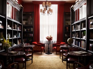 Inside the hotel's library.