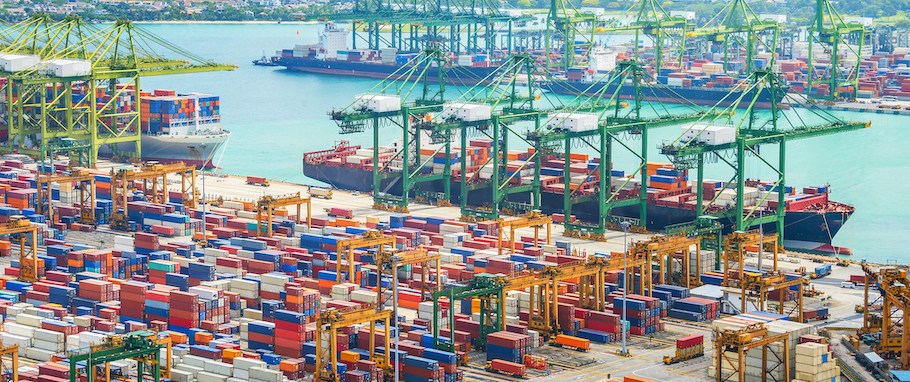 shipping containers in port