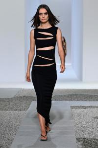 SYDNEY, AUSTRALIA - JUNE 04: A model walks the runway during the Christopher Esber show during Afterpay Australian Fashion Week 2021 Resort '22 Collections at Carriageworks on June 04, 2021 in Sydney, Australia. (Photo by Stefan Gosatti/Getty Images)