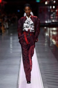 A look from Ferrari's first fashion show.