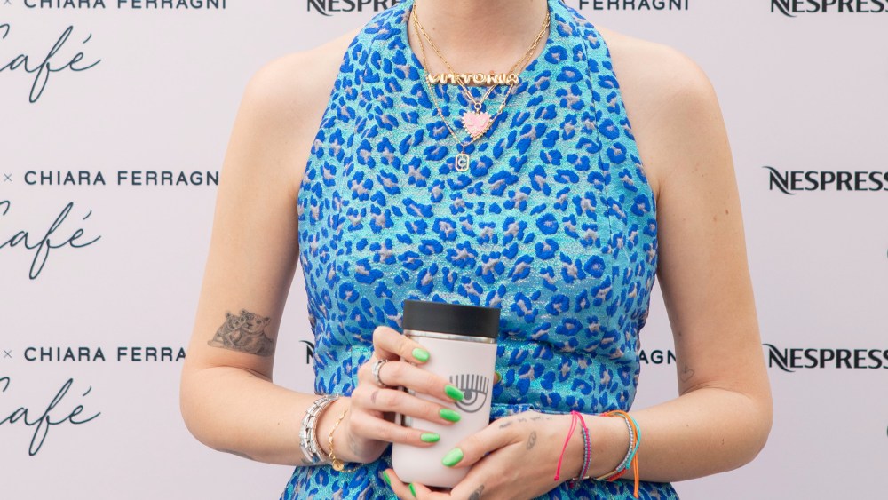 Chiara Ferragni at the Nespresso x Chiara Ferragni temporary café opening in Milan’s arty Brera district.