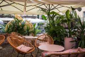 The Nespresso x Chiara Ferragni temporary café in Milan’s arty Brera district.