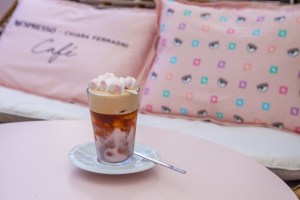 The Nespresso x Chiara Ferragni temporary café in Milan’s arty Brera district.