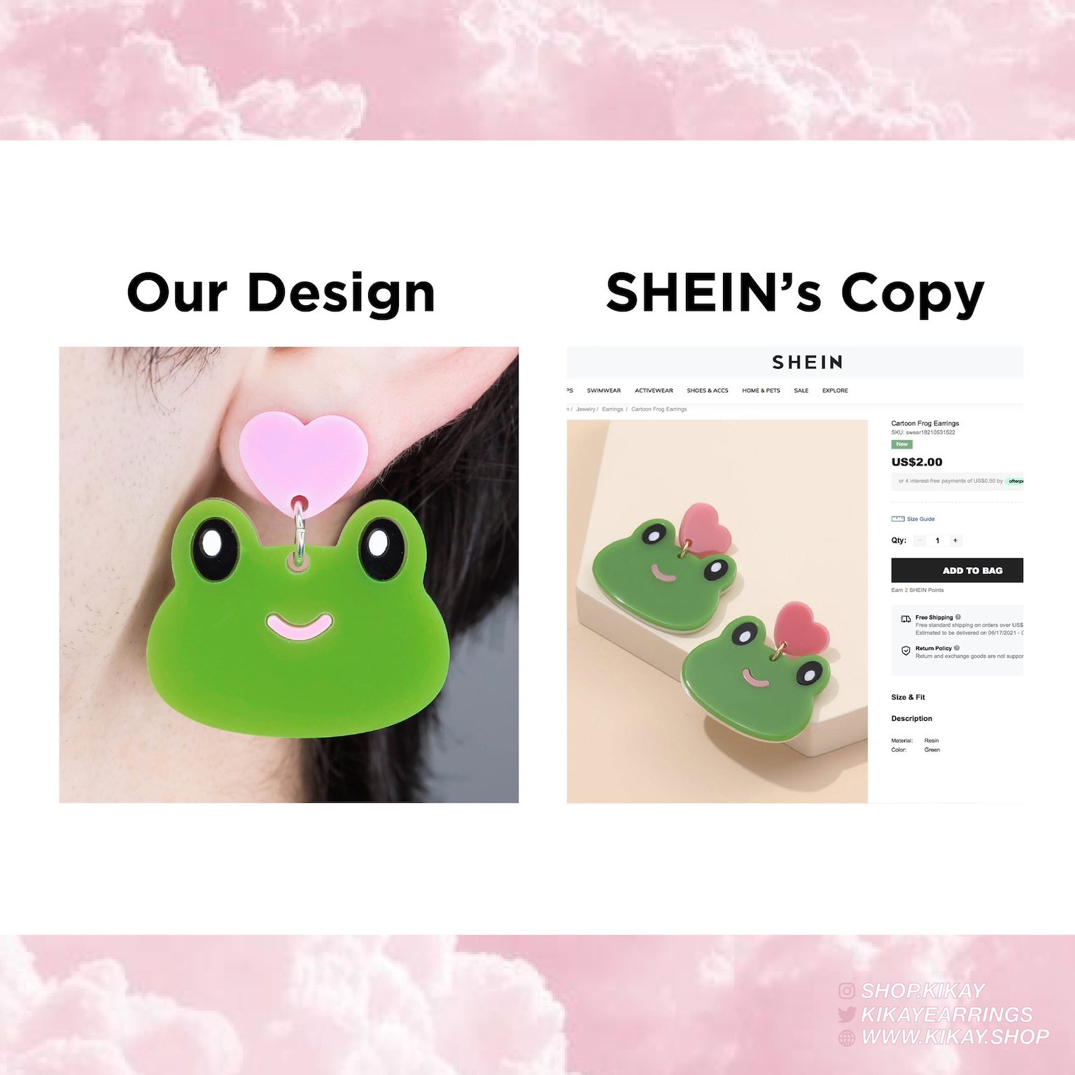 Kikay's Instagram post featuring Shein's copy.
