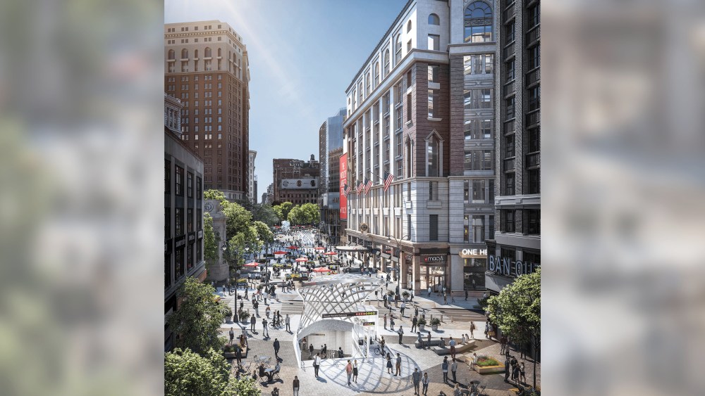Rendering of an upgraded, pedestrian-friendly Herald Square in the future.