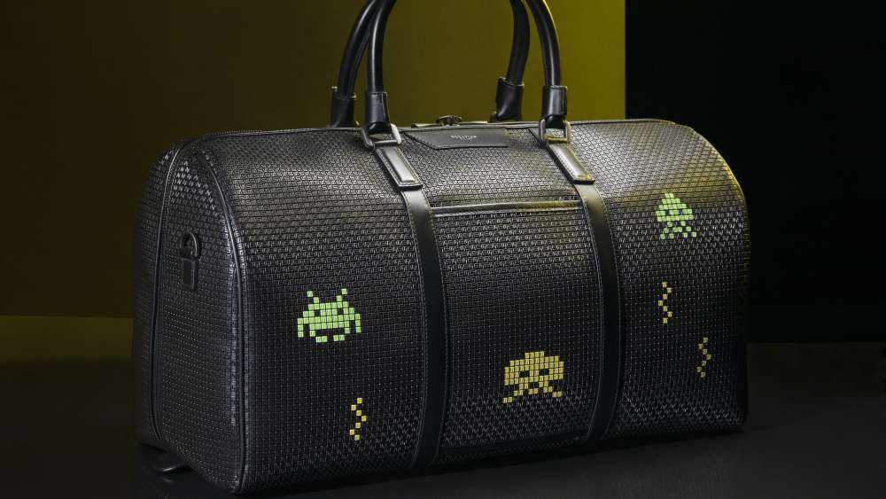 The weekender from the Serapian x Space Invaders capsule collection.