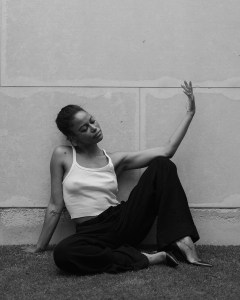Taylour Paige in Éeterne’s cotton tank top; Ann Demuelemeester’s pants. Manolo pumps.