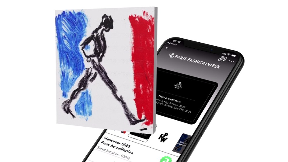 Paris Fashion Week accreditations feature NFT artwork.