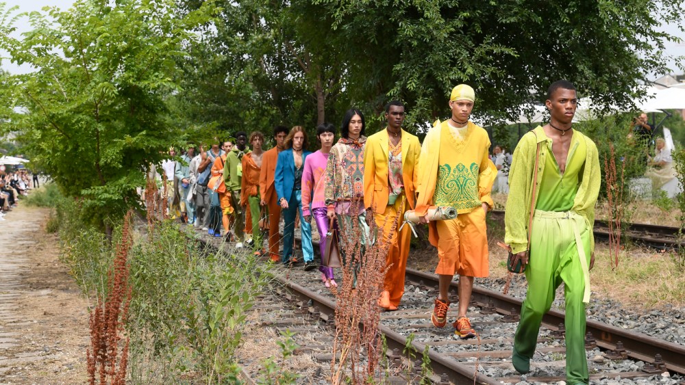 Backstage at Etro men's, spring 2022.