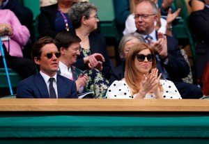 Wimbledon 2021 - Day Ten - The All England Lawn Tennis and Croquet Club. Edoardo Mapelli Mozzi, Princess Beatrice and Annabelle Galletley in the Royal Box at Centre Court on day ten of Wimbledon at The All England Lawn Tennis and Croquet Club, Wimbledon. Picture date: Thursday July 8, 2021. See PA story TENNIS Wimbledon. Photo credit should read: John Walton/PA Wire RESTRICTIONS: Editorial use only. No commercial use without prior written consent of the AELTC. Still image use only - no moving images to emulate broadcast. No superimposing or removal of sponsor/ad logos. URN:60819919 (Press Association via AP Images)
