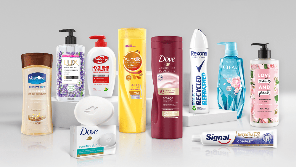 Unilever beauty and personal care products.