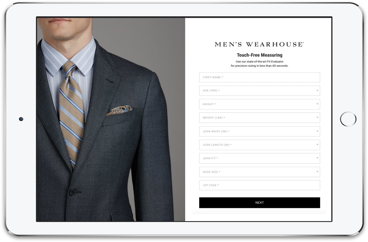 Men's Wearhouse is using Bold Metrics leading AI body scanning technology to fit their customers virtually via Contactless Fit.