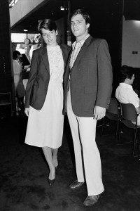 Models pose in Levi's 1984 Winter Olympics opening ceremony outfits during a promotional presentation at UCLA on September 2, 1981.