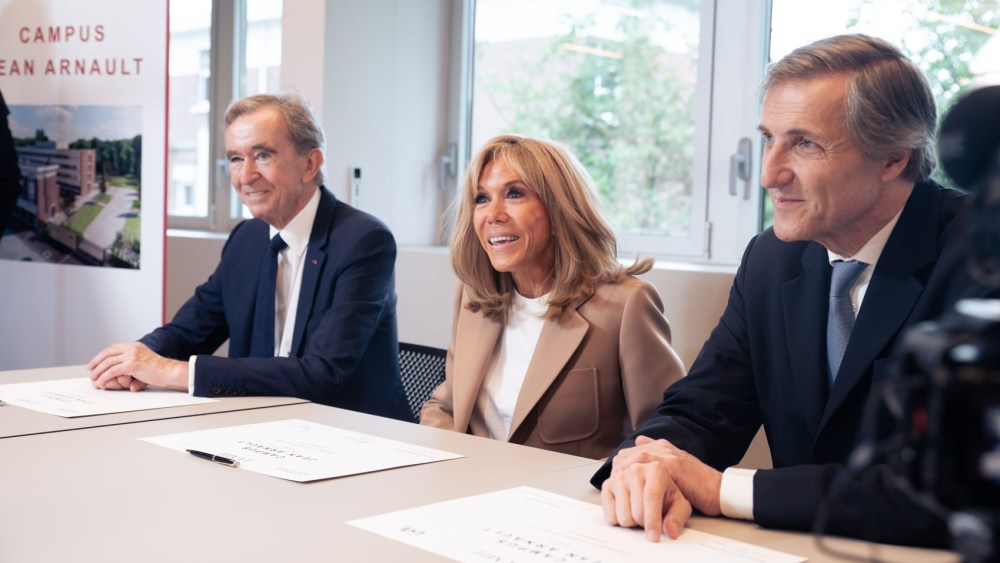 Bernard Arnault, Brigitte Macron and Bruno de Pampelonne.