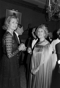 Princess Grace of Monaco and Estee Lauder attend an intimate dinner at Estee Lauder's New York home on October 26, 1978.