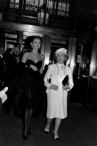 Model and face of "Knowing" perfume, Paulina Porizkova and Estee Lauder attend an in-store launch party at Saks Fifth Avenue on April 25, 1988.