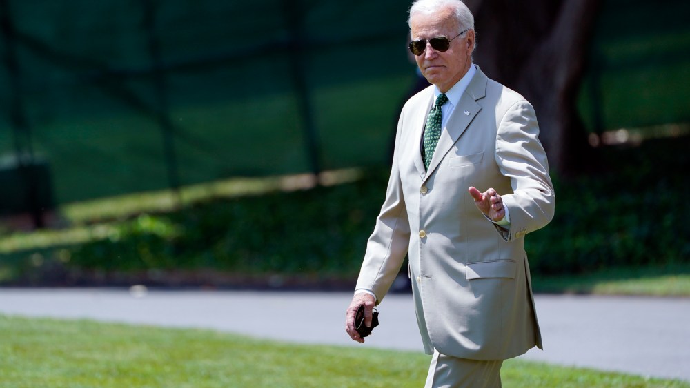 President Joe Biden waves as he walks to Marine One on the South Lawn of the White House in Washington, Friday, Aug. 6, 2021, as he heads to Wilmington, Del., for the weekend. (AP Photo/Susan Walsh)