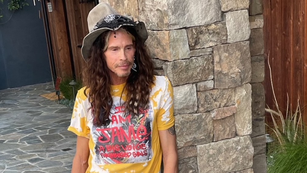 Steven Tyler wearing the limited edition shirt.