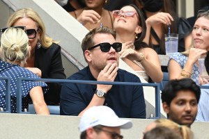 James Corden attends the Men's Singles championship match at the 2021 US Open, Sunday, Sep. 12, 2021 in Flushing, NY. (Garrett Ellwood/USTA via AP)